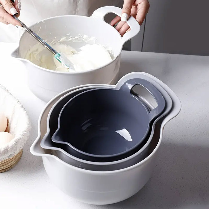 4 Pcs Mixing Bowls with Handles Pouring Spouts Plastic
