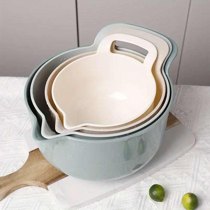 4 Pcs Mixing Bowls with Handles Pouring Spouts Plastic