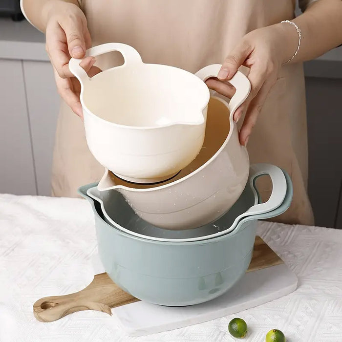 4 Pcs Mixing Bowls with Handles Pouring Spouts Plastic