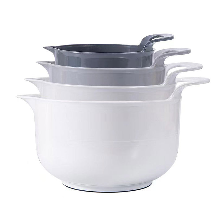 4 Pcs Mixing Bowls with Handles Pouring Spouts Plastic