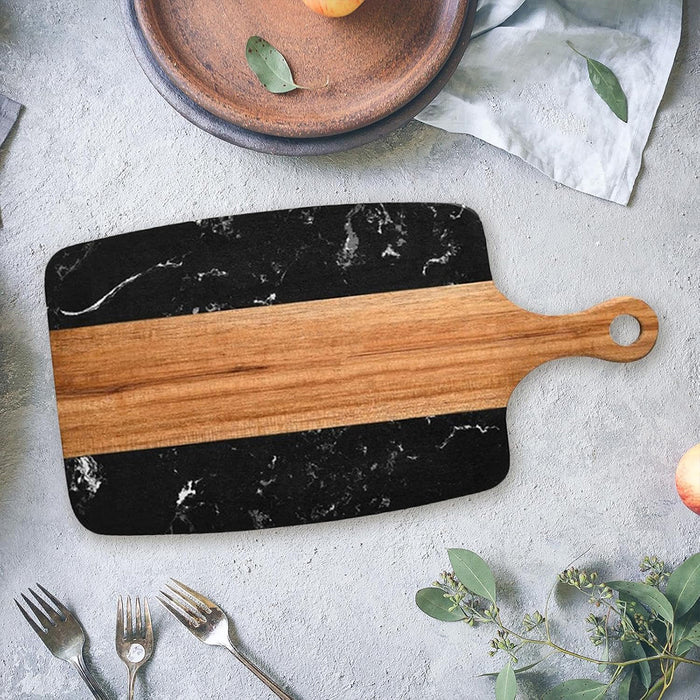Black Chopping Board, Marble Stitching Acacia Wood