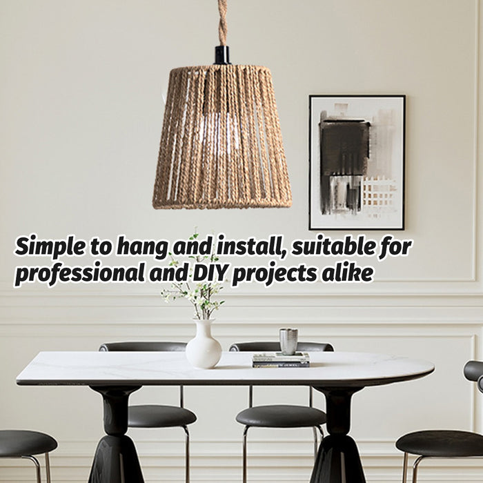 Paper Rope Lampshade Khaki Modern Chinese Zen Pendant