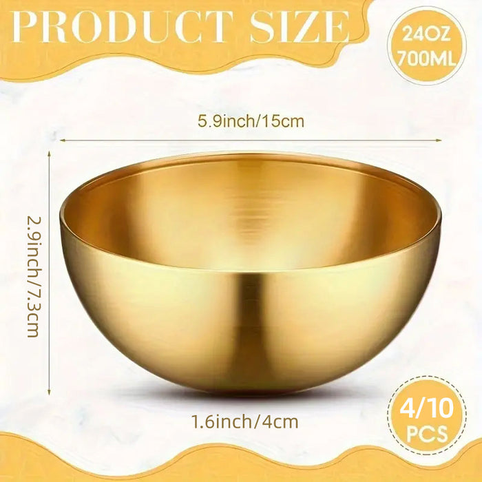 4 or 10 Pcs Stainless Steel Salad Bowls Polished Finish