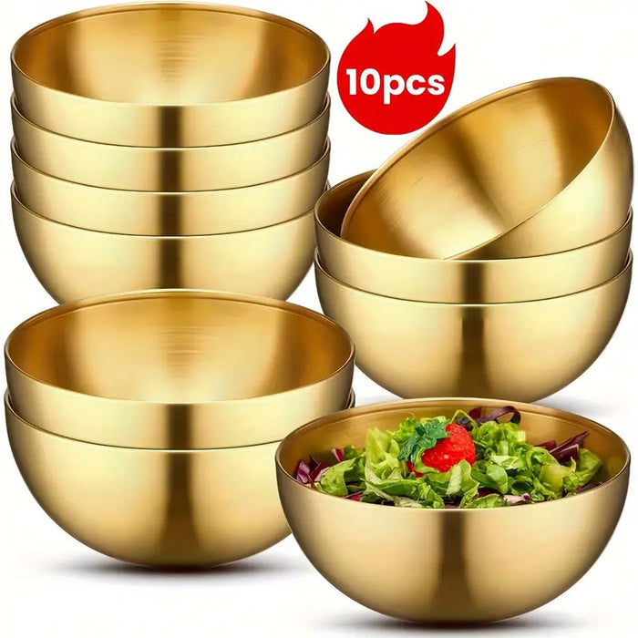 4 or 10 Pcs Stainless Steel Salad Bowls Polished Finish
