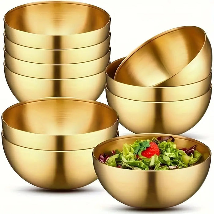 4 or 10 Pcs Stainless Steel Salad Bowls Polished Finish