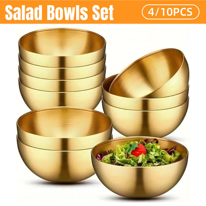 4 or 10 Pcs Stainless Steel Salad Bowls Polished Finish