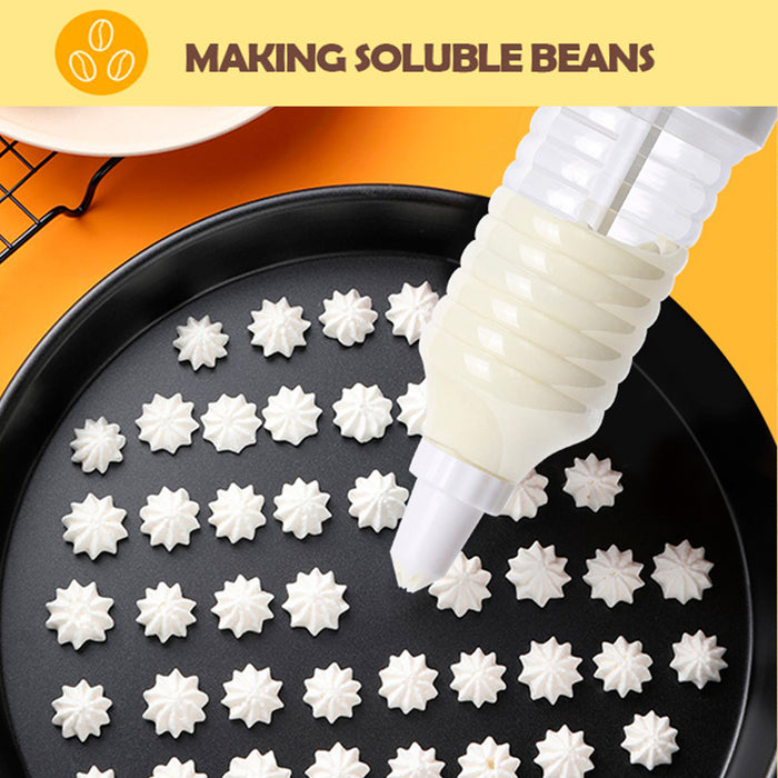 Cookie Press Gun with 8 Nozzles Food-Grade Plastic White