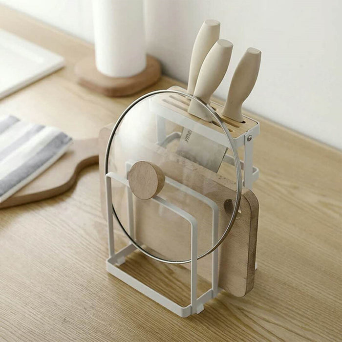 Kitchen Storage Rack Iron Bamboo Multi Slot Holder 21.4cm