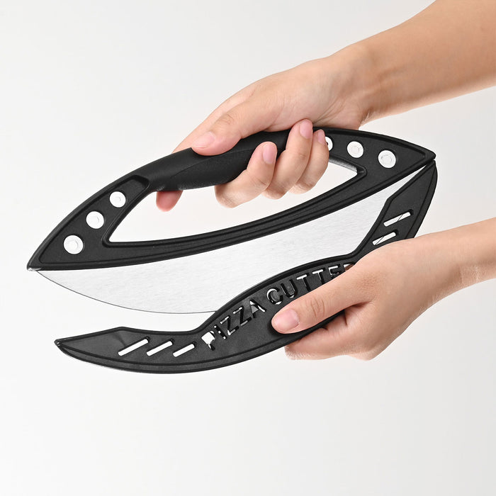 430 Stainless Steel Pizza Cutter with Protective Cover PP Handle 29.6 x 11.5 cm