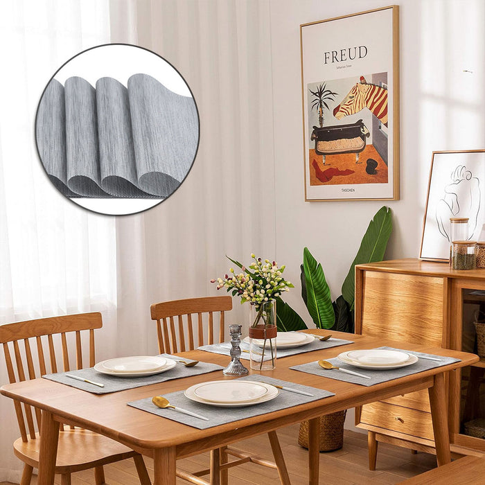 4pcs PVC Braided Placemat Heat Insulation Mat Home Non-slip Waterproof Coaster
