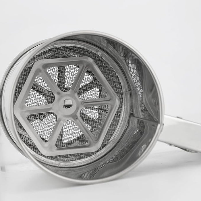 Stainless Steel Handheld Flour Sifter with Double-Layer Mesh for Baking