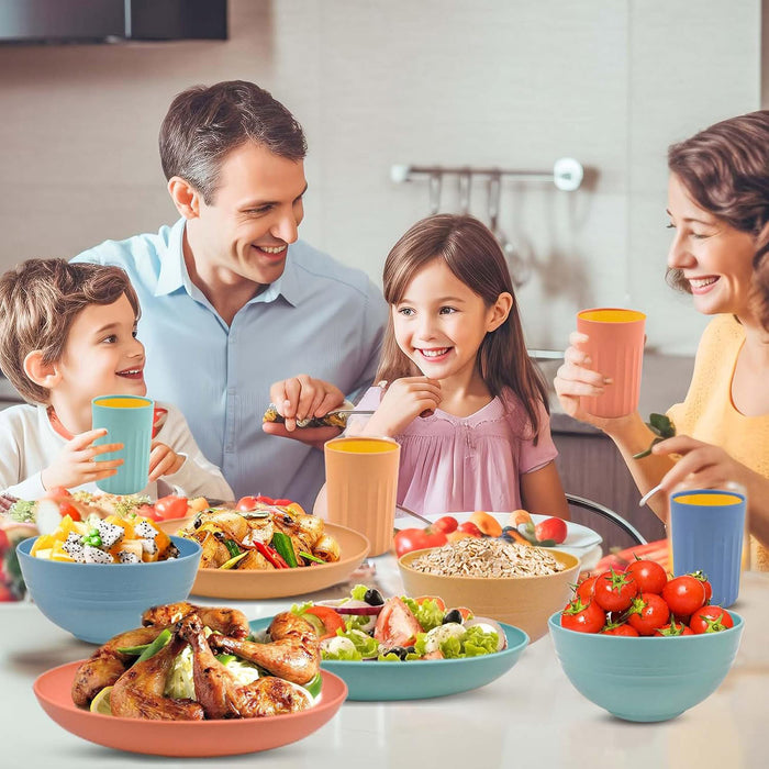 16Pcs Wheat Straw Dinnerware Serving Set