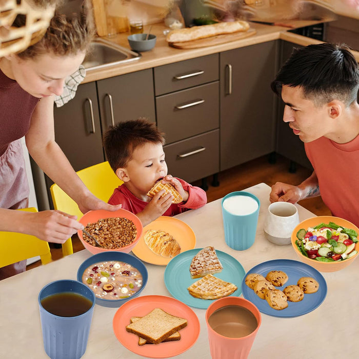 16Pcs Wheat Straw Dinnerware Serving Set