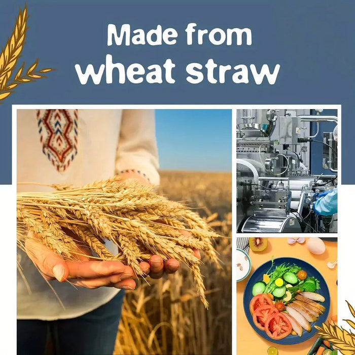 16Pcs Wheat Straw Dinnerware Serving Set