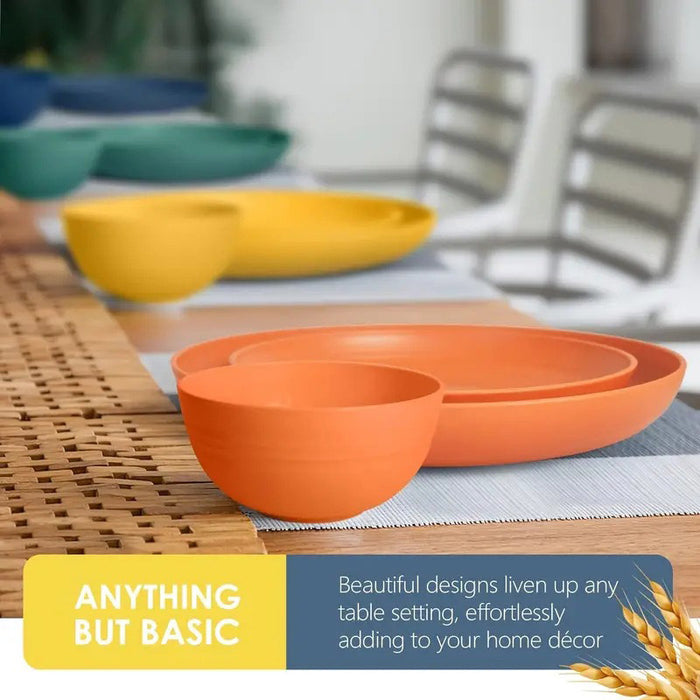 16Pcs Wheat Straw Dinnerware Serving Set