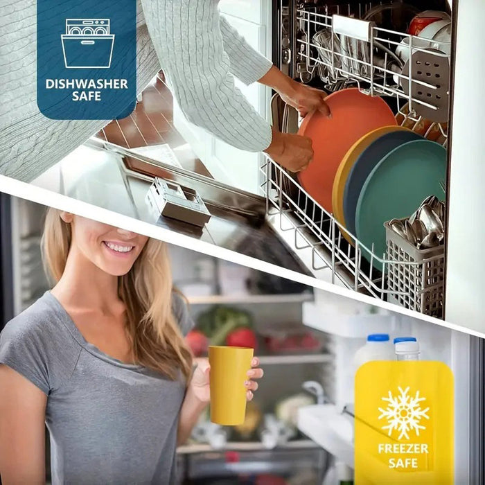 16Pcs Wheat Straw Dinnerware Serving Set