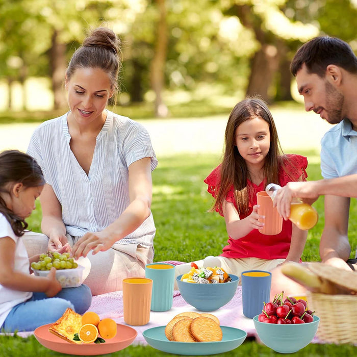 16Pcs Wheat Straw Dinnerware Serving Set