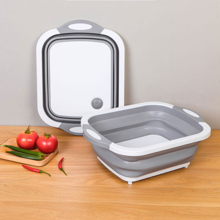 Foldable Sink Cutting Board with Draining Basket 42cm