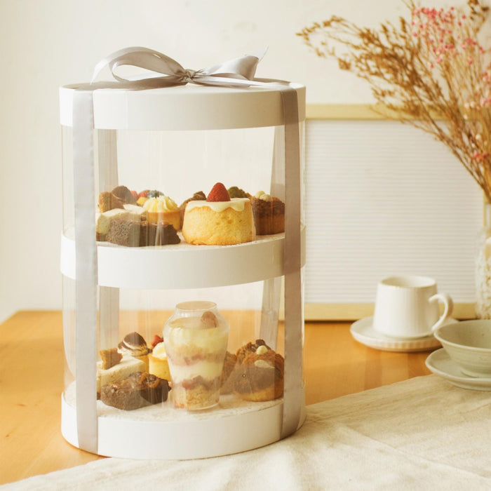 10 Pcs Transparent Round Cupcake Box Single or Double Layer