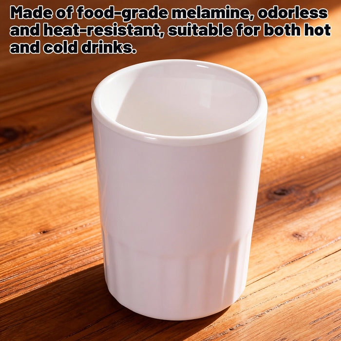 10 Pcs Melamine Tumbler Mugs Shatterproof White 98mm