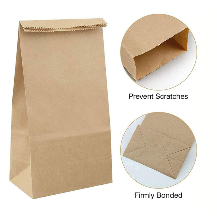 500Pcs Kraft Paper Bags Food Grade Recyclable for Bakery and Takeaway Use