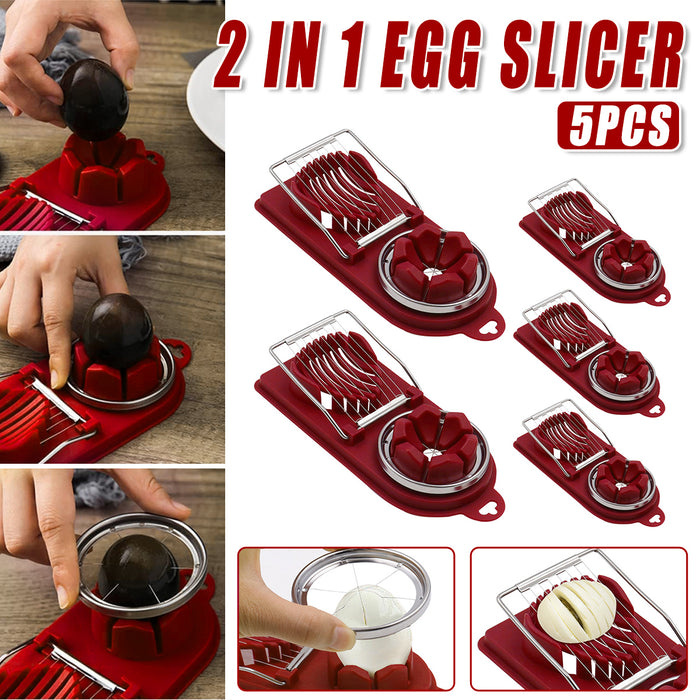5 Pcs Two in One Egg Slicer Set with Stainless Steel Wires