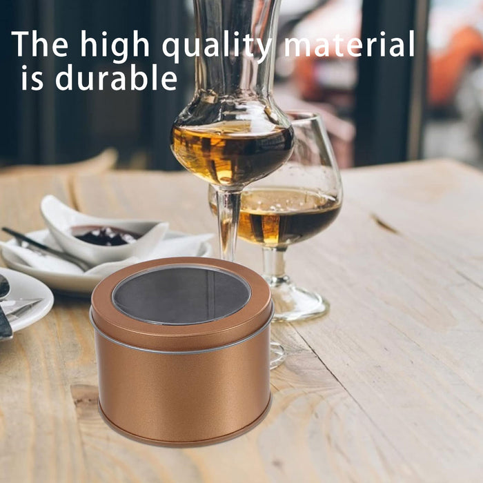 10 Pcs Window Tin Boxes Round Iron 9x6cm Grey Gold Silver