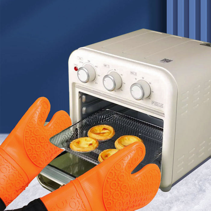 2 Pcs Insulated Oven Mitts Heat-Resistant Silicone with Lining