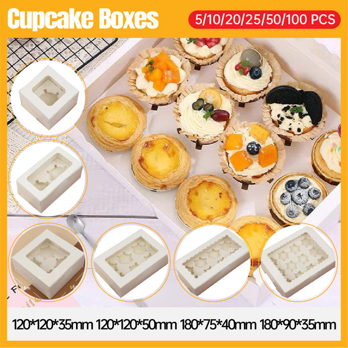 Cupcake Box with Window Insert 1 2 4 6 8 or 12 Holes Kraft Paper