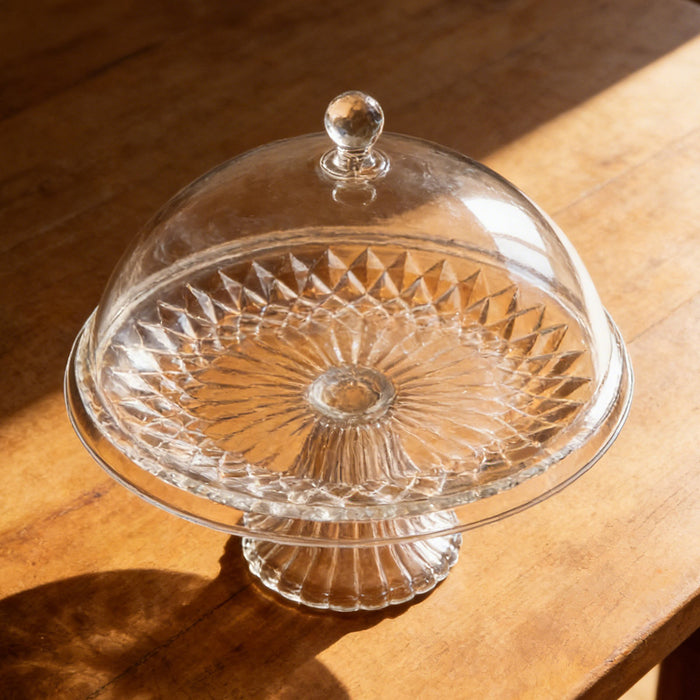 Transparent Fruit Plate with Dome Lid 31.5 cm Food Grade Plastic Pedestal