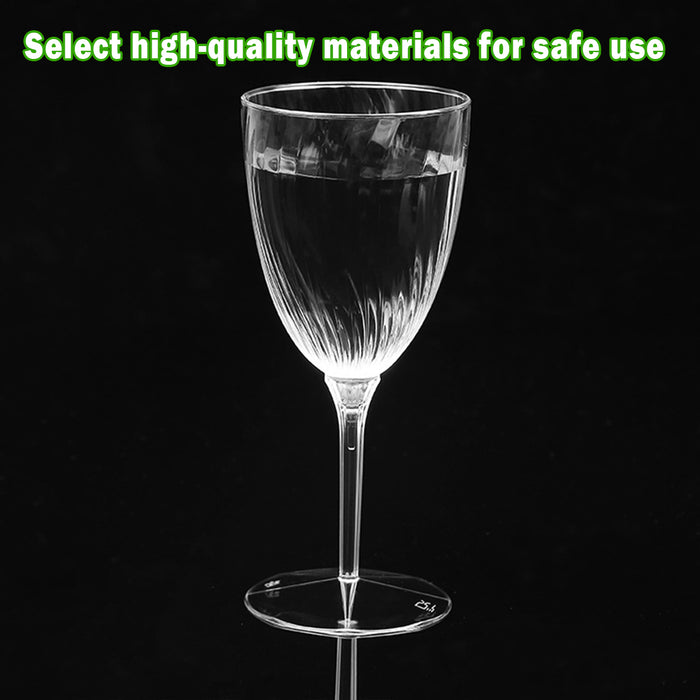 8 Pcs Plastic Wine Glasses 210ml Twill Design Transparent