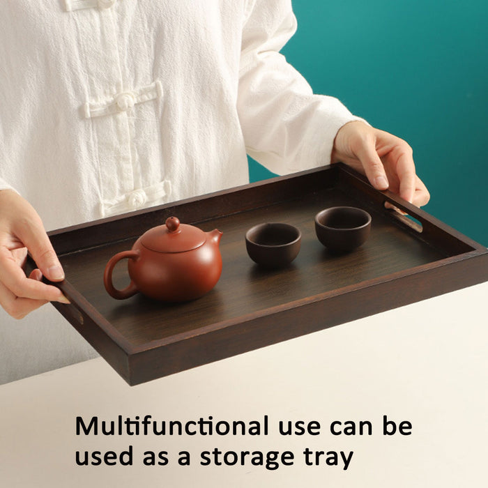 Bamboo Tea Serving Tray Walnut Colour with Handles