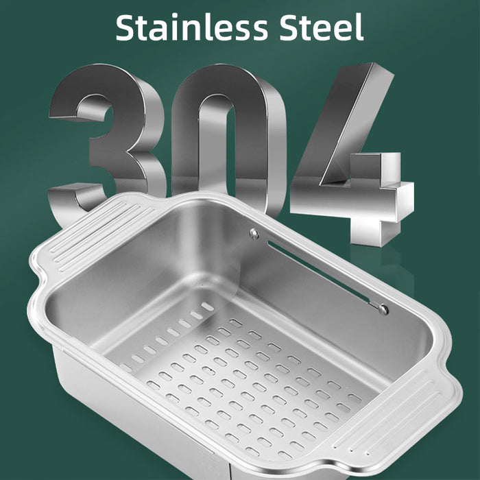 304 Stainless Steel Telescopic Sink Drain Basket with Utensil Holder