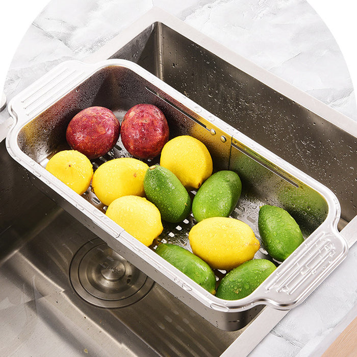 304 Stainless Steel Telescopic Sink Drain Basket with Utensil Holder