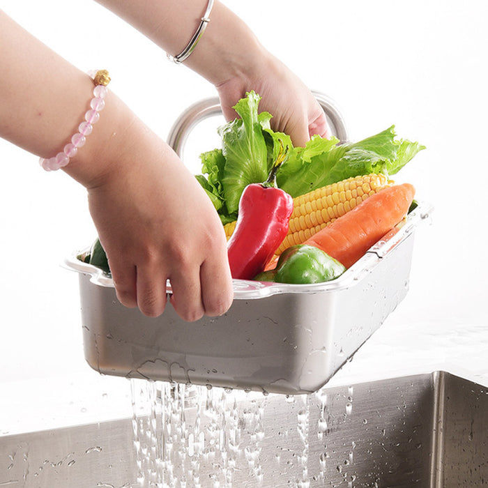 304 Stainless Steel Telescopic Sink Drain Basket with Utensil Holder