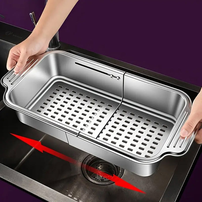 304 Stainless Steel Telescopic Sink Drain Basket with Utensil Holder