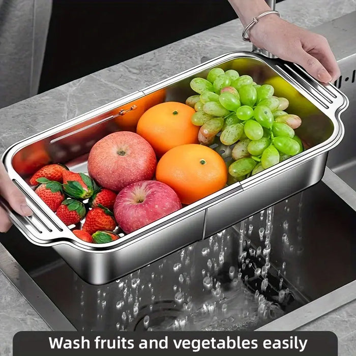 304 Stainless Steel Telescopic Sink Drain Basket with Utensil Holder
