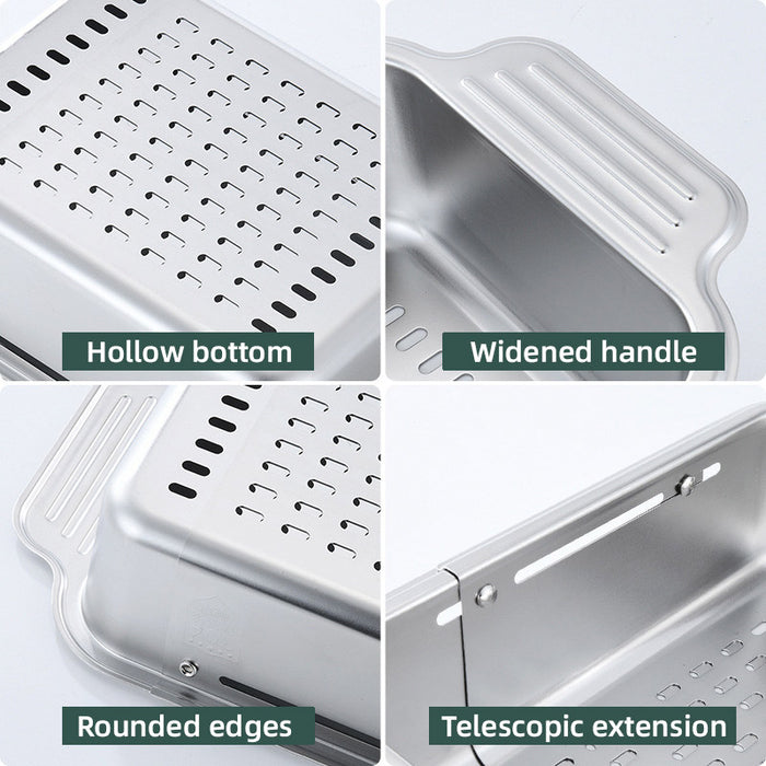 304 Stainless Steel Telescopic Sink Drain Basket with Utensil Holder