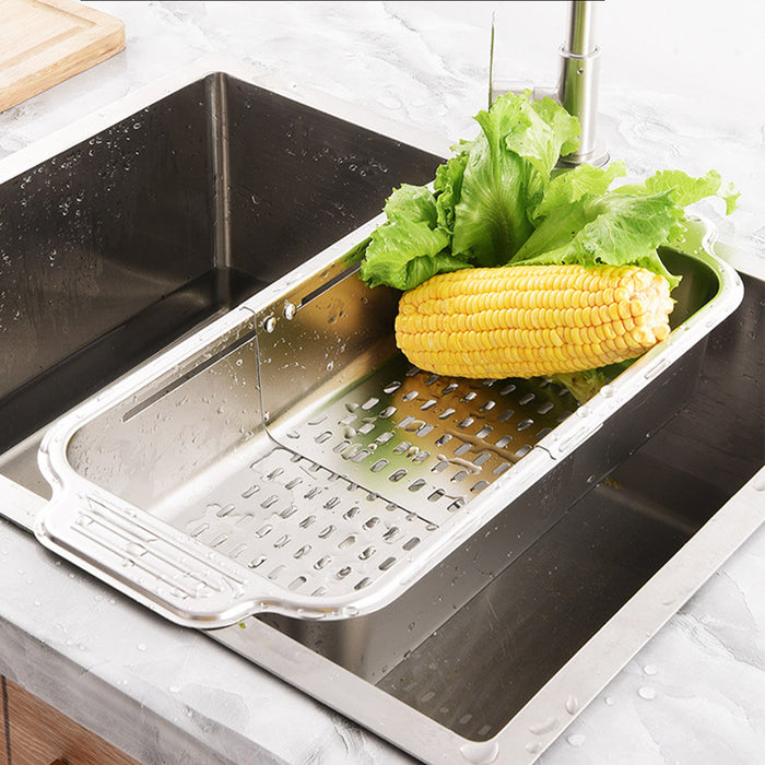 304 Stainless Steel Telescopic Sink Drain Basket with Utensil Holder