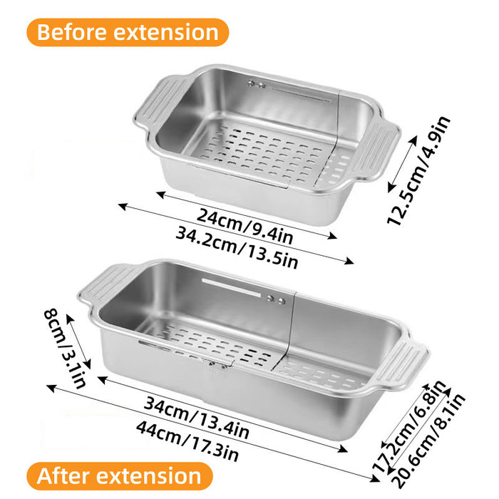 304 Stainless Steel Telescopic Sink Drain Basket with Utensil Holder