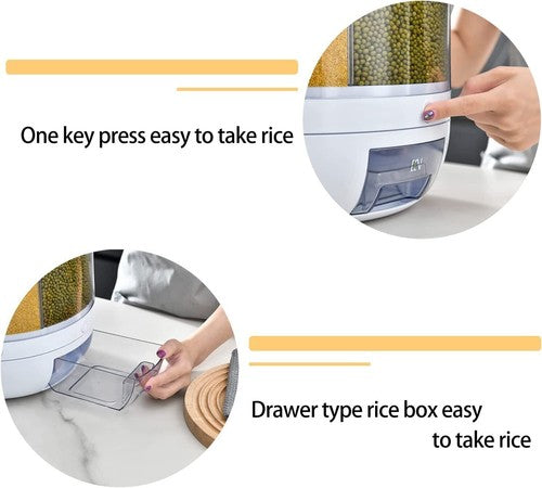 Rotating Cereal Dispenser 4.5kg PP ABS White Space-Saving