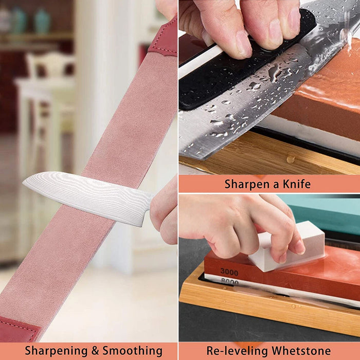 4 Piece Sharpening Stone Set for Kitchen Knives Scissors