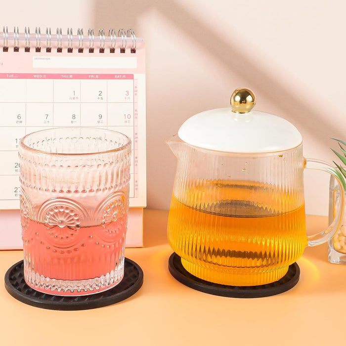 6 Pcs Silicone Coasters Non-Slip Heat Resistant 10 cm