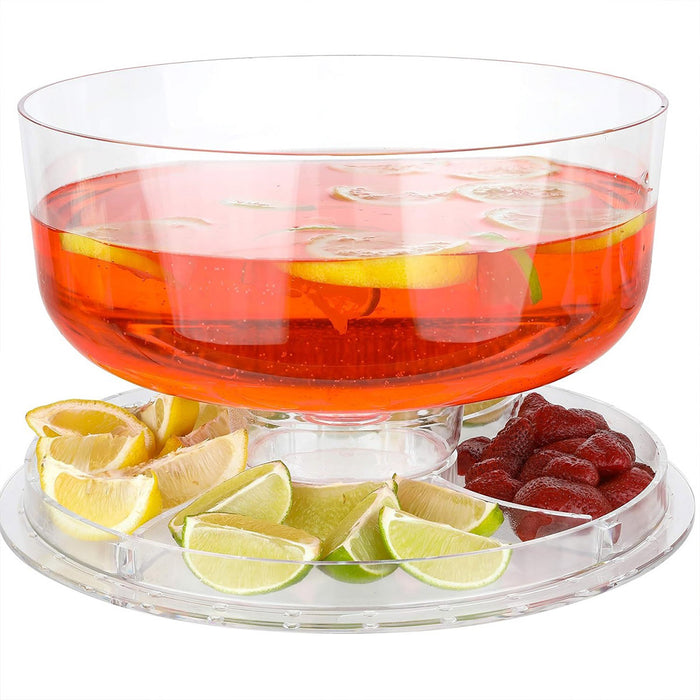 Multi-Function Clear Plastic Cake Stand Salad Bowl and Fruit Platter 30.7 cm
