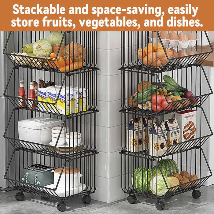 5 Layer Kitchen Storage Rack With Locking Wheels Black