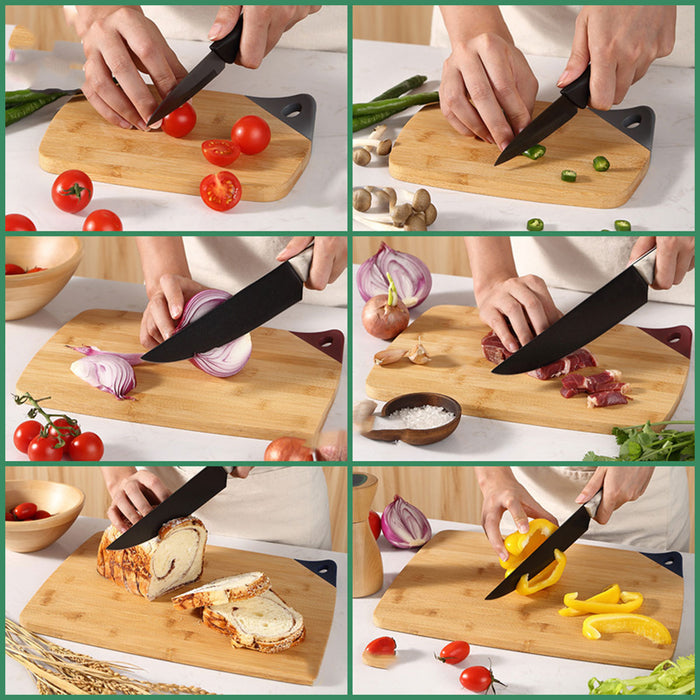3 Pcs Bamboo Cutting Board Set with Silicone Corners