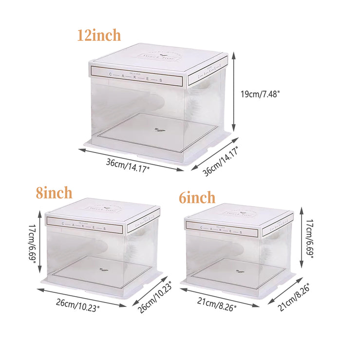 10 Pcs Clear PET Cake Box with Transparent Window Food Safe