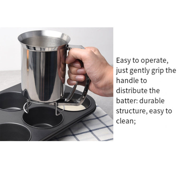 Stainless Steel Handheld Batter Dispenser Cake Funnel Mixing Separator Tool AU