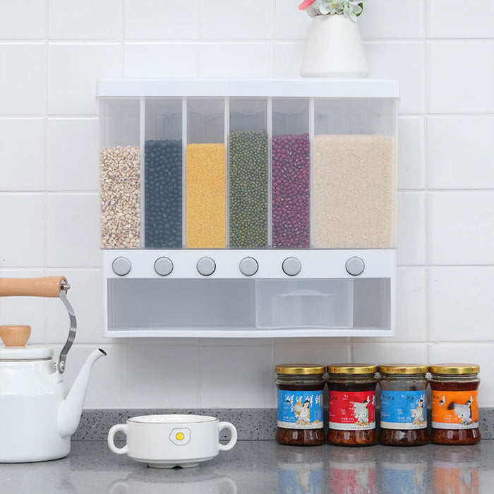 Wall Mounted Automatic Rice Dispenser With Compartments
