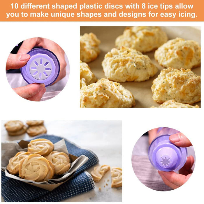 Cookie Decorating Gun Set Food-Grade PP with 10 Molds and 8 Tips